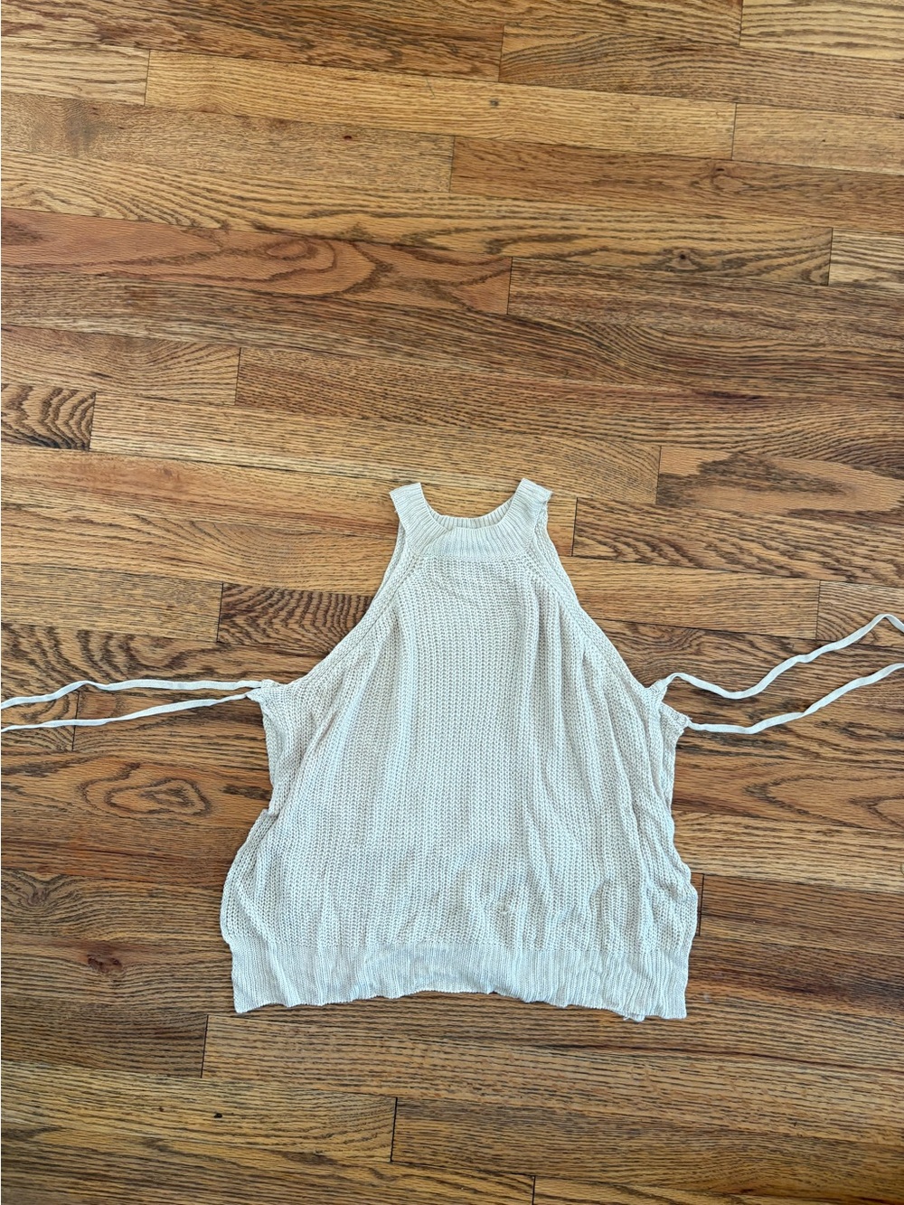 Lulu's Cream Knit Halter Tank with Side Ties